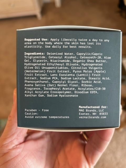 Vernal Crepe-less crepey skin firming cream to reduce crepey arms, neck & hands. Organic tightening cream to reduce thin wrinkled skin on arms, neck and body. Made in USA (4 Oz)