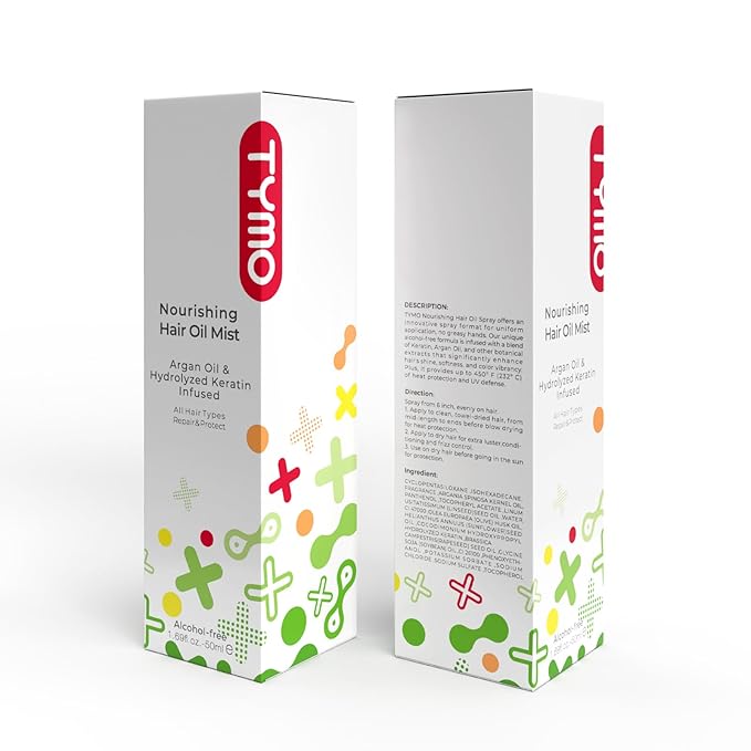 TYMO Argan Hair Oil Spray - Hydrating Veganic Natural 6 Blend Oil for Frizzy & Dry Hair, Organic Pure Formula, Daily Use for Hair, Smooth Damaged Ends, Olive Oil Infused, Add Shine