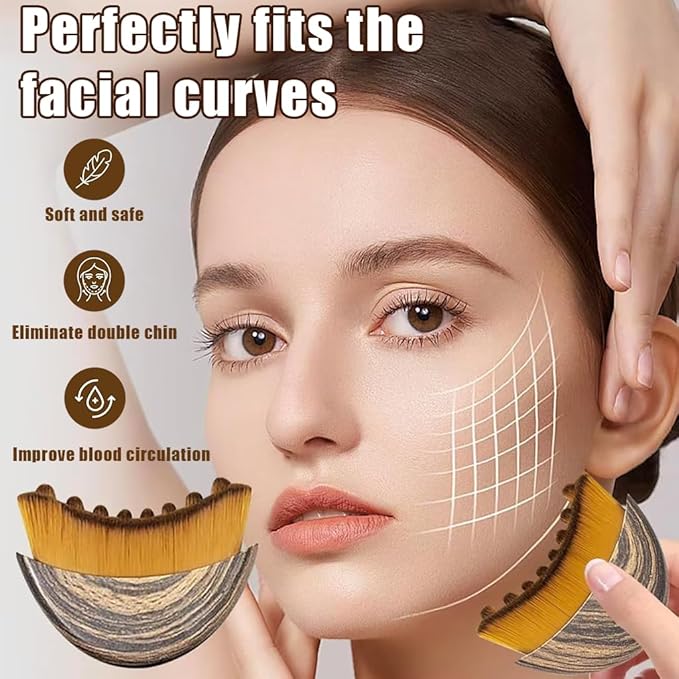 Lymphatic Contour Face Brush 3 Pack, Soft Bristle Dry Brushing Tool for Puffiness, Portable Facial Massage Scrubber for Jawline Cheeks Neck, Gentle Exfoliator for Sensitive Skin