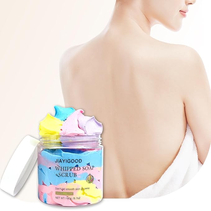 Cream Whipped Scrub Soap Bar - Exfoliating & Moisturizing Body Scrub with Whipped Cream Design, 4.6oz - Gently Exfoliates, Brightens & Deeply Cleanses for Soft, Smooth Skin