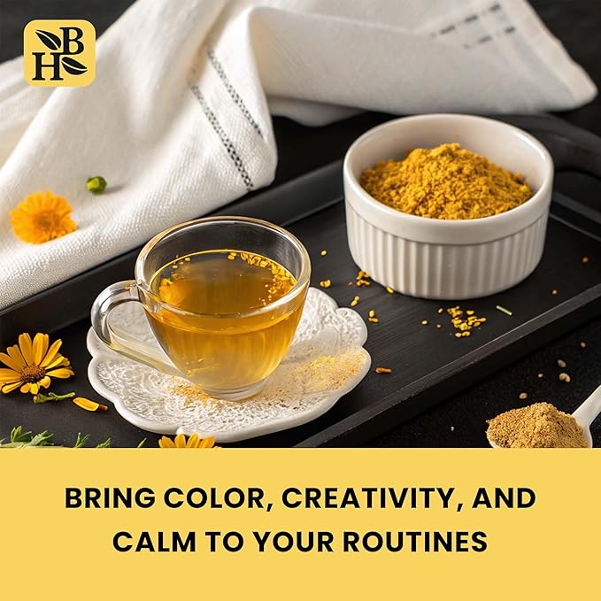 Herb To Body Calendula Powder – 4 oz, Wildcrafted Dried Marigold Flowers Powder for Calendula Tea, Body Care, and Edible Flowers Uses