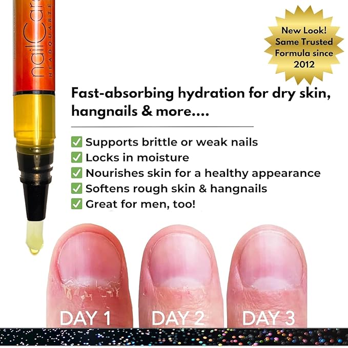 Cuticle Oil Pen for Nails - Nail Strengthener & Growth Serum for Damaged Nails, Hangnails w/Jojoba cuticle oil—Mixed Fragrances - Holographic Glitter Pens 4-Pack