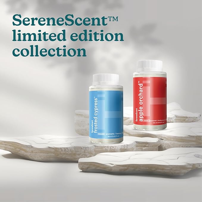 Homedics SereneScent Seasonal Collection Frosted Cypress Home Fragrance Oil, 120 ml, for use with Homedics SereneScent Waterless Diffuser (ARMH-970/973), Clean & Natural