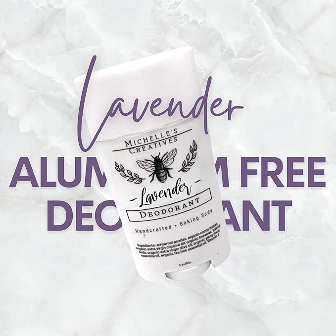 Michelle's Creatives Lavender Aluminum Free Deodorant - Natural Deodorant for Women and Men made with Organic Ingredients - Handmade Deodorant for Sensitive Skin for Naturally Fresh Feeling