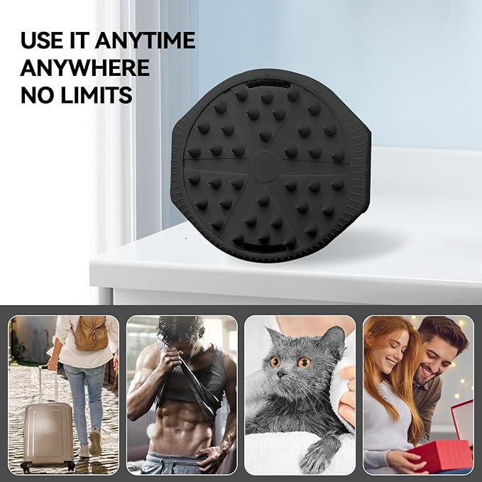 OTHIX Dual-Sided Silicone Body Scrubber, 2-in-1 Silicone Loofah for Shower Exfoliating Body Brush Buffer Scrubber for Men and Women for All Skin, Scalp Massager Lather Well&Easy to Clean (Black)