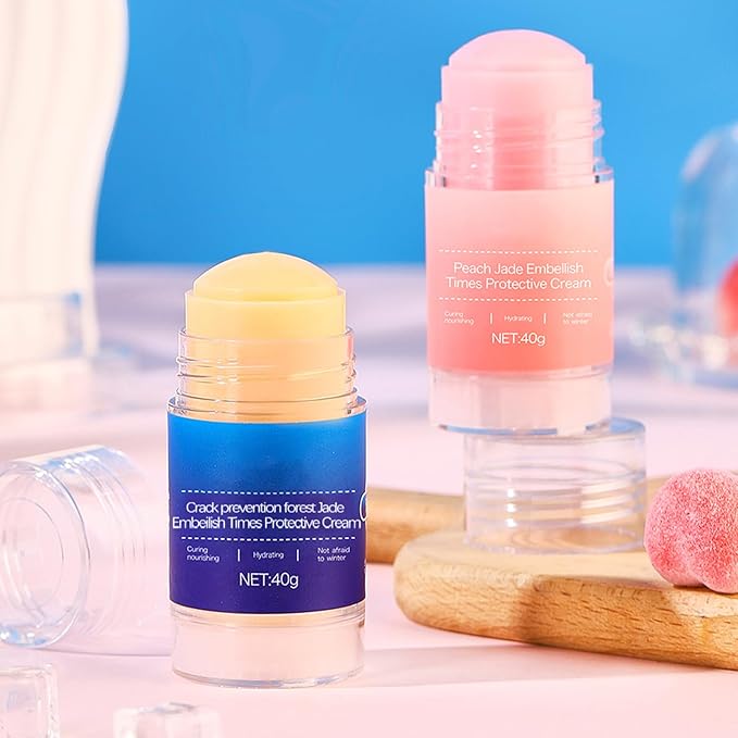 Feet Cracking Prevention Stick,Anti-Cracking Foot & Hand Cream Moisturizer for Dry Cracked Heel Feet, Knee, Elbow, Foot Balm Stick for Callus Remover & Dead Skin Softener (Pink+Blue)