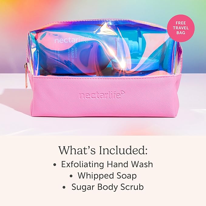 Nectar Life Daily Glow Kit Body Skin Care Set, Whipped Soap, Sugar Body Scrub, Hand Wash (Fruit Smoothie Scent)