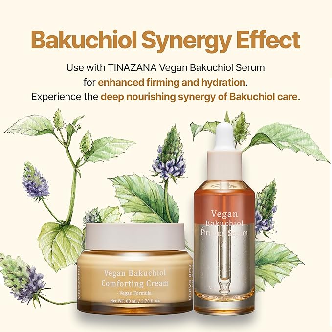 Vegan Bakuchiol Firming Serum, Dual-Layer Hydrating Bakuchiol, Sweet Almond Oil & Panthenol, Radiance & Sensitive Skin Care, 1.7 fl.oz