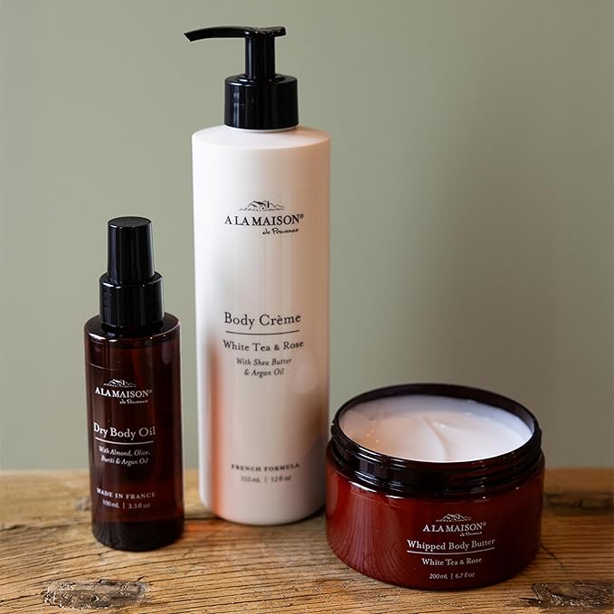 A LA MAISON Whipped Body Butter – Fresh Mint & Verveine – Shea Butter Moisturizer with Argan, Avocado & Jojoba Oils – Ultra-Rich Body Cream for Dry Skin – 6.7 oz – Amber Collection