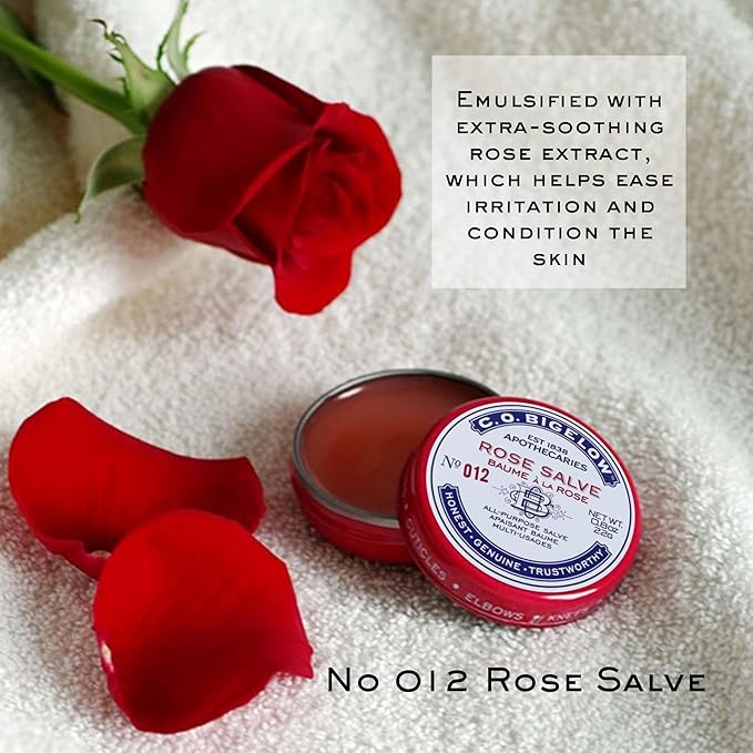 C.O. Bigelow Rose Salve Tins, Pack of 3 Lip Balm Tins, All Purpose Salve for Lips, Cuticles, Hands & Dry Skin, Lip Balm Set, 0.8 oz