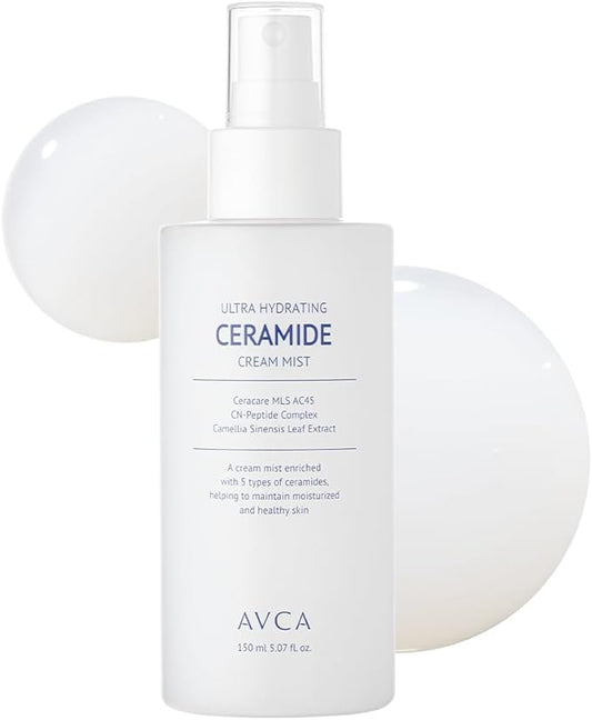 AVCA Ultra Hydrating Ceramide Cream Mist – Milky Face Mist with 5 Ceramides for Deep Moisture, Soothing & Dewy Glow, Lightweight Moisture-Boosting Facial Spray for All Skin Types (5.07 fl oz)