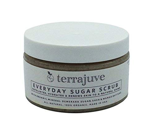Terrajuve Shea Butter Moisture Body Cream and Sugar Scrub Face and Body Exfoliator Set: Exfoliates, Hydrates, Fades Imperfections, All Natural Made in USA