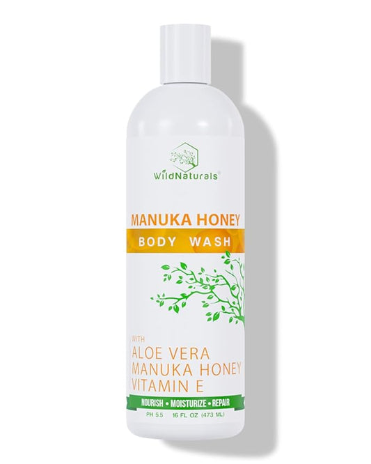 Manuka Honey Eczema and Psoriasis Body Wash – Organic, Natural Body Wash with Aloe Vera, Cehami, and Manuka Honey – Plant-Based, Sulfate-Free, Cruelty-Free Skincare