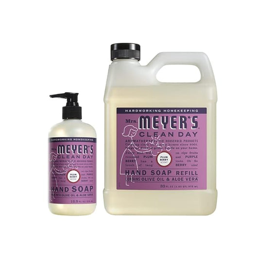 Mrs. MEYER'S Liquid Hand Soap Variety, 1 Plum Berry Refill, 1 Plum Berry Hand Soap, 2 CT