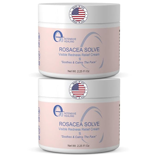 Rosacea Treatment for Face Skincare Cream for Women & Men (Pack of 2) - Gentle Moisturizer Redness Reducing Skin Care - with Aloe Vera & Hyaluronic Acid - Day-Night, Made in USA by e70 (2.25 fl. oz.)