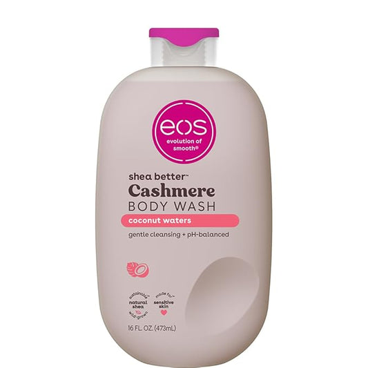 eos Shea Better Cashmere Body Wash, Coconut Waters, Moisturizing, pH Balanced Body Wash, Creamy Gel Formula, Paraben & Phthalate Free, Sensitive Skin, 16 fl oz