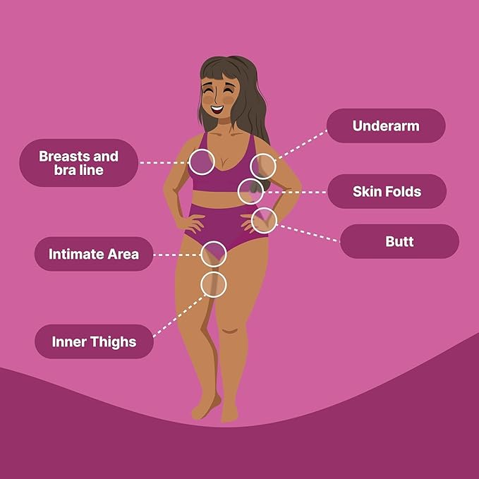 HAPPY CURVES Comfort Powder: Talc Free Anti Chafe Body & Foot Dusting Powder Deodorant for Inner Thigh Chafing, Private Areas, and All Over Body for Women (4 Ounce (Pack of 1), Tahitian Vanilla)