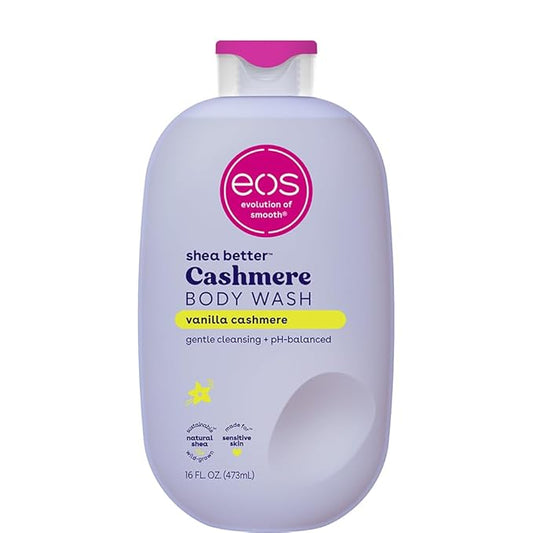 eos Shea Better Cashmere Body Wash, Vanilla Cashmere, Moisturizing, pH Balanced Body Wash, Creamy Gel Formula, Paraben & Phthalate Free, Sensitive Skin, 16 fl oz