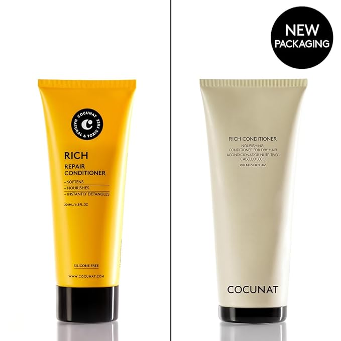 COCUNAT - Rich Conditioner - Dry, Damaged or Dyed Hair - Natural Nutrients - Split Ends - Frizz Free - Silicone Free - Moisturising - Curly Method Suitable - Instant Detangling - 200 ml