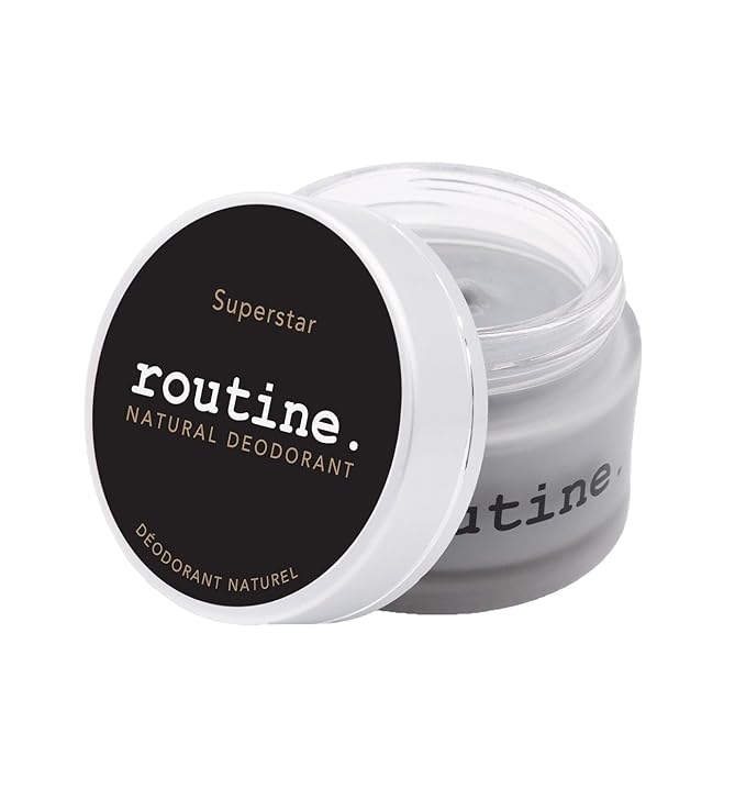 Routine. Natural Deodorant (2 Fluid Oz.) SuperStar, for Extra Sensitive Skin Activated Charcoal Fomula for Women and Men |Tonka, Sage, Cardamom & Rosalina (Cream Jar Formula)