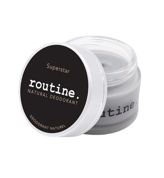 Routine. Natural Deodorant (2 Fluid Oz.) SuperStar, for Extra Sensitive Skin Activated Charcoal Fomula for Women and Men |Tonka, Sage, Cardamom & Rosalina (Cream Jar Formula)