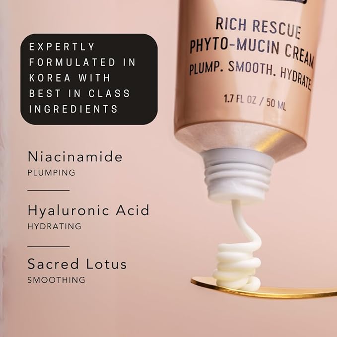 SAINT JANE - Rich Rescue Phyto Mucin Cream | Plumping, Smoothing, Firming, Hydrating | Niacinamide, Lotus Flower, Yam Root, Hyaluronic Acid | Luxe, Clean Skincare (1.7 fl oz | 50 mL)