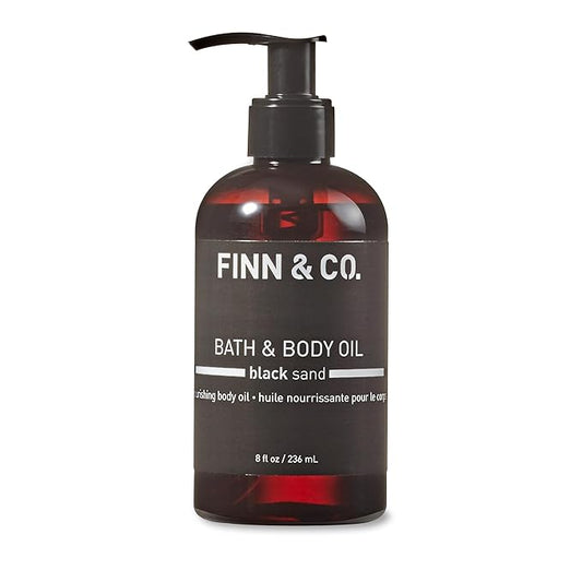 FINN & CO. Black Sand Bath & Body Oil - Lightweight, Fast-Absorbing, Paraben & Cruelty Free - Moisturizing Jojoba & Apricot Oil - Beach-Inspired Hydrating & Nourishing Fragrance | 8 oz