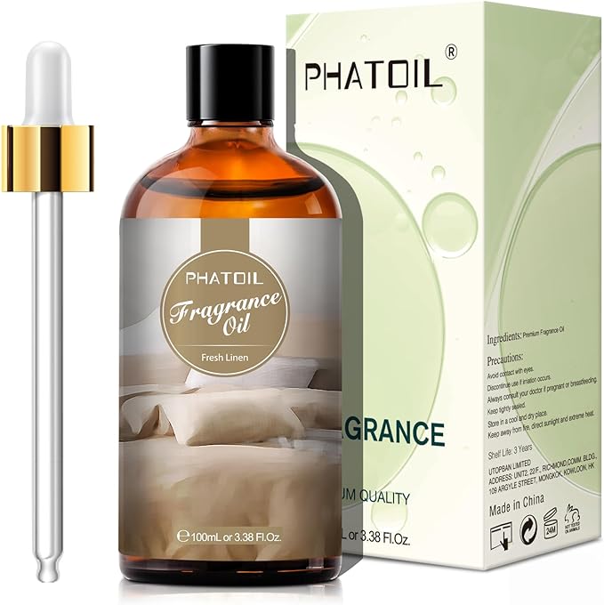 PHATOIL 3.38FL.OZ Fresh Linen Fragrance Oils for Aromatherapy, Essential Oils for Diffusers for Home, Perfect for Diffuser, DIY Candle and Soap Making, DIY Scented Products - 100ml