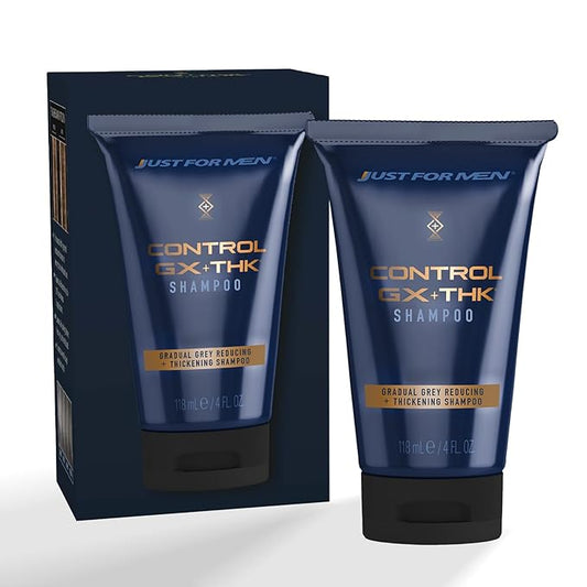 Just for Men Control GX + THK Thickening Shampoo with Grey Reduction, Shampoo for Thinning Hair with Alpha Keratin, Thickens Hair Up to 20%, Works with Every Hair Texture, 4 oz