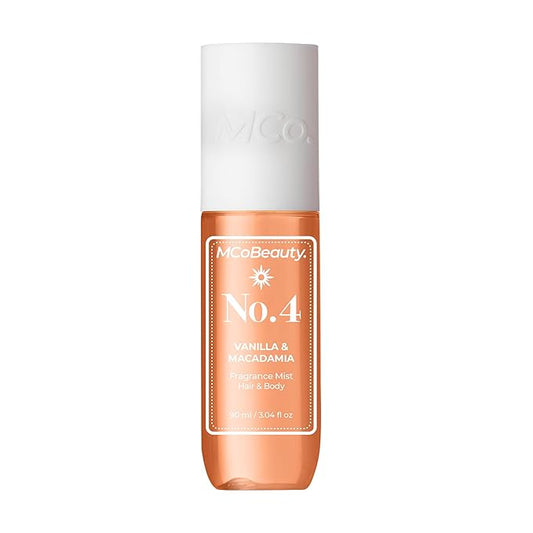 MCoBeauty Fragrance Mist No. 4, Vanilla & Macadamia Scent, Lightly Decadent Scent for Day or Night, Like a Freshly Baked Cookie, Vegan, Cruelty Free
