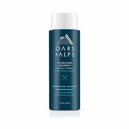 Oars + Alps Men's Sulfate Free Hydrating Shampoo, Infused with Kelp & Algae Extracts, Moisturizing Formula, Fresh Ocean Splash Scent, 1 Pack, 13.5 Fl Oz