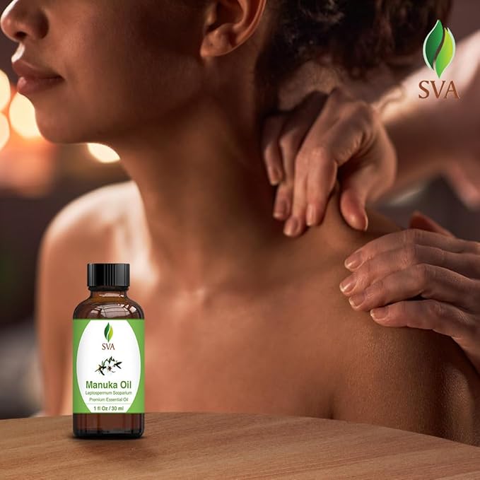 SVA Manuka Essential Oil – 1 Fl Oz – 100% Natural Manuka Oil - for Diffuser, Hair Care, Face, Skin Care, Aromatherapy, Scalp and Body Massage, Soap and Candle Making – with Dropper