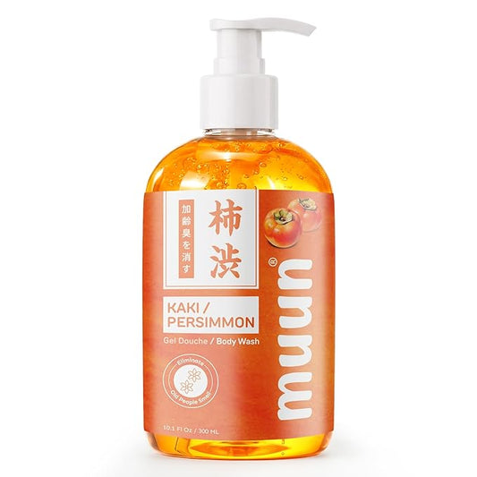 Muun Persimmon Body Wash For Old People Smell, Odor Control - Japanese Purifying Deodorant Soap, Deodorizing Body Wash, Smooth Deeply Cleansing - Body Odor Eliminator