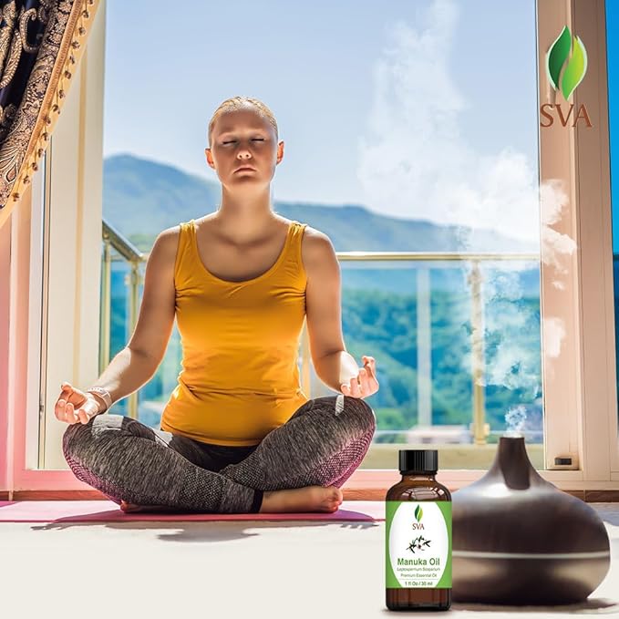 SVA Manuka Essential Oil – 1 Fl Oz – 100% Natural Manuka Oil - for Diffuser, Hair Care, Face, Skin Care, Aromatherapy, Scalp and Body Massage, Soap and Candle Making – with Dropper