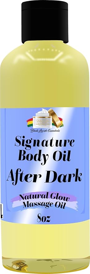After Dark Signature Body Oil, Natural Glow Massage Oil for Soft Rejuvenated Skin, Vitamin E, Natural Oil for Dry Skin Moisturization (Men's After Dark, 8 oz)