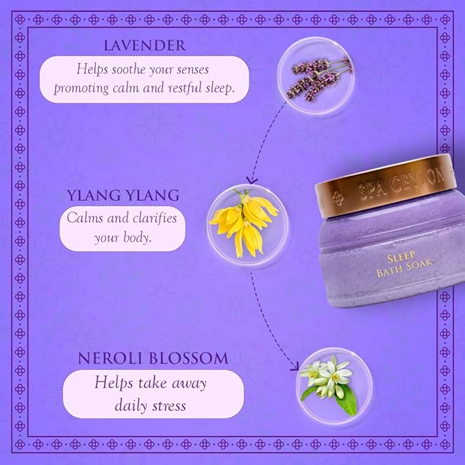 Spa Ceylon Sleep Bath Soak | Sleep Blend with Lavender, Patchouli & Ylang Ylang | Naturals Therapy for Relaxation & Wellness | 200g