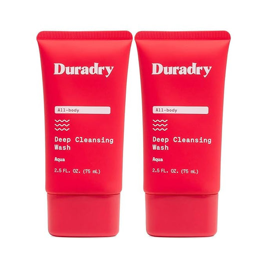 Duradry Deodorizing Body Wash for Women and Men – Odor Control, Deep Cleansing, Nourishes and Moisturizes Skin, Made with Natural Ingredients – Aqua Fragrance, Travel Size – 2.5 Fl Oz (Pack of 2)