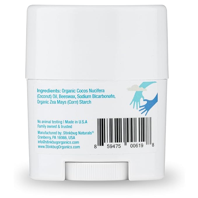 Stinkbug Naturals Aluminum Free Organic Travel Size Deodorant Stick with Unscented, Coconut Oil, Paraben Free, Sensitive Skin Deodorant, 0.75 Ounce Pack of 3