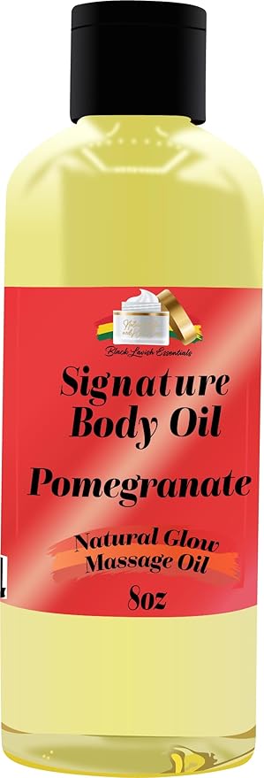 Pomegranate Signature Body Oil, Natural Glow Massage Oil for Soft Rejuvenated Skin, Vitamin E, Natural Oil for Dry Skin Moisturization (Pomegranate, 8 oz)