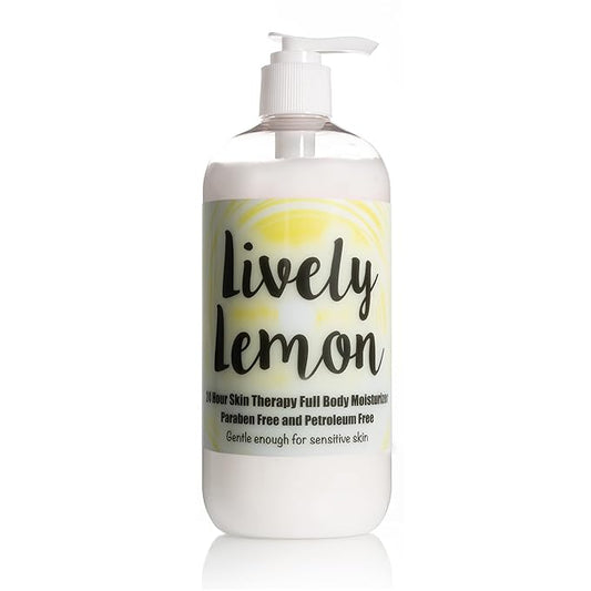 Lively Lemon Body Lotion – 24 Hour Moisturizer by The Lotion Company | Handcrafted in USA | Paraben-Free, Lightweight Skincare for Dry, Sensitive Skin | Small-Batch Father-Daughter Brand | 16 oz