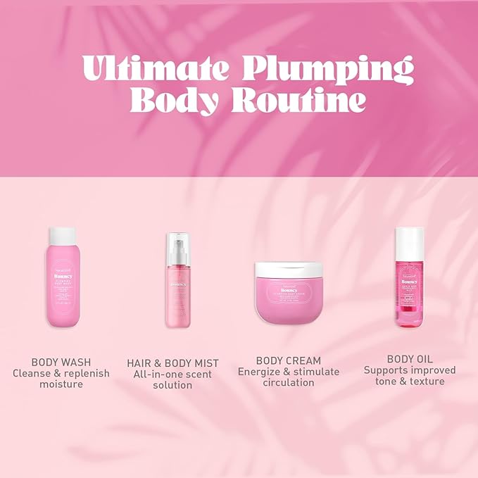 NATURE WELL Bouncy Plumping Body Oil & Body Cream Bundle, Fast-Absorbing, Designed to Support Skin Elasticity, Smoothness, & Bounce, Scented with Tuberose, Dragonfruit, Lychee & Golden Amber