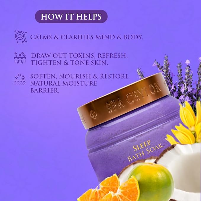 Spa Ceylon Sleep Bath Soak | Sleep Blend with Lavender, Patchouli & Ylang Ylang | Naturals Therapy for Relaxation & Wellness | 200g