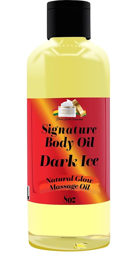Signature Body Oil, Natural Glow Massage Oil for Soft Rejuvenated Skin, Vitamin E, Natural Oil for Dry Skin Moisturization (Men's Dark Ice, 8 oz)