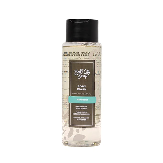 Buff City Soap Plant-Based Body Wash - Coconut Cleansers & Almond Oil Infused. Gentle & Rich Non-Drying Lather. Helps Reduce Moisture Loss & Supports Natural Skin Barrier - Narcissist, 12 floz