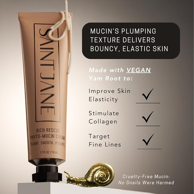 SAINT JANE - Rich Rescue Phyto Mucin Cream | Plumping, Smoothing, Firming, Hydrating | Niacinamide, Lotus Flower, Yam Root, Hyaluronic Acid | Luxe, Clean Skincare (1.7 fl oz | 50 mL)