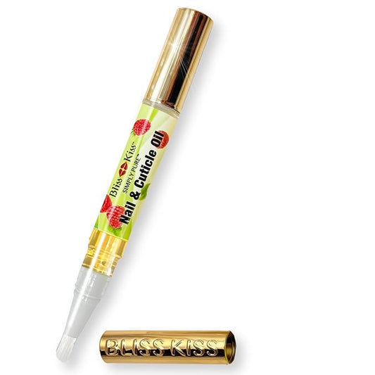 Bliss Kiss | 1 Juicy Raspberry Fragrance | Nail Oil Cuticle Pen w/Vitamin E & Jojoba⏤Nail Strengthener Nail Growth Serum for Brittle Peeling Breaking Thin Nails