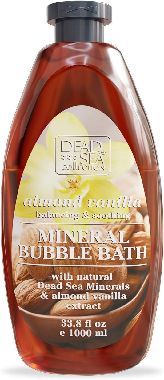 Dead Sea Collection Bubble Bath for Women and Men - with Almond Vanilla and Pure Minerals - Nourishing and Moisturizing Skin - 33.8 Fl. Oz