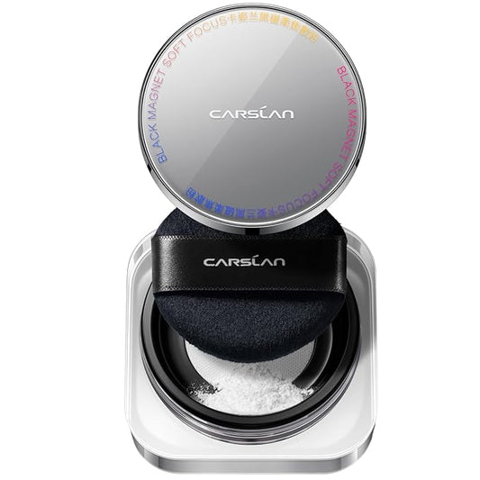 CARSLAN 2.0 Black Magnet Soft Focus Make Up Powder, Waterproof Loose Setting Powder, 24H Longlasting, Oil Control, Talc-Free Face Powder, 03 Translucent For Sensitive Skin, 0.28Oz