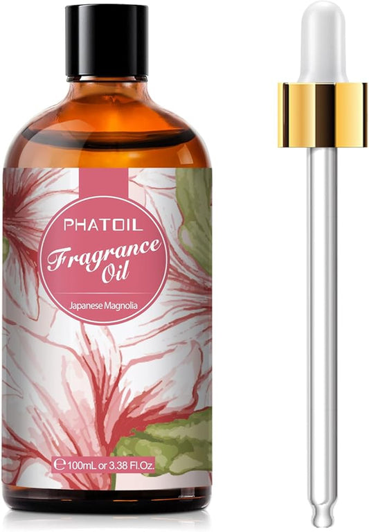 PHATOIL 3.38FL.OZ Japanese Magnolia Fragrance Oils for Aromatherapy, Essential Oils for Diffusers for Home, Perfect for Diffuser, DIY Candle and Soap Making, DIY Scented Products - 100ml