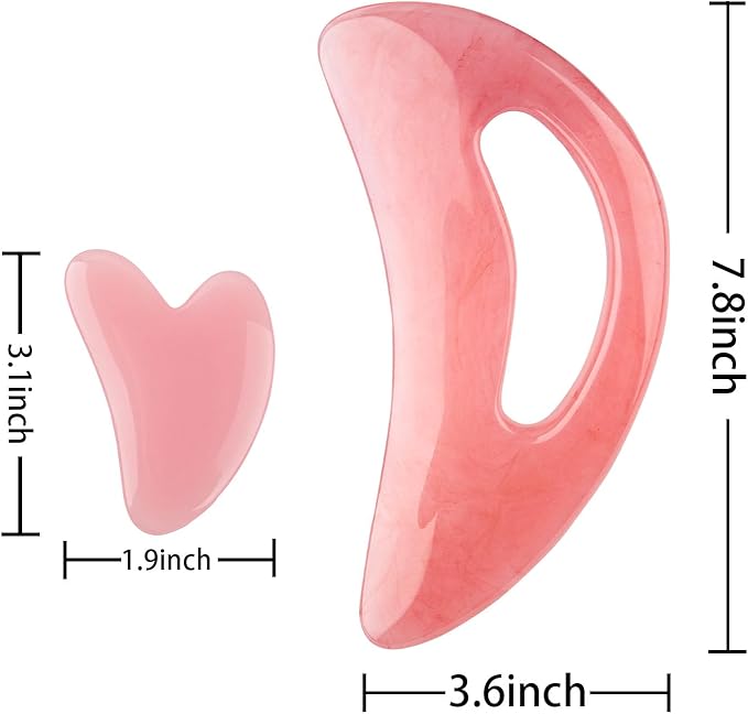 Body Gua Sha Tool Cellulite Guasha Tool for Body Large Body Massage Tools (Natural Resin) Lymphatic Drainage Tool Guasha Tool for Face，Back, Legs, Women's Body Shaping Tools (Pink)